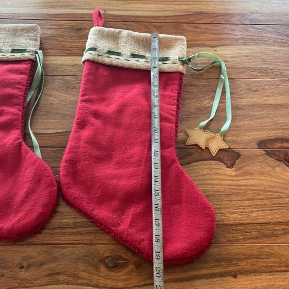 Two wool backed crewel snowman Christmas stockings. Primitive. - Picture 5 of 6